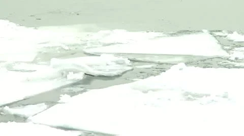 Ice on river, close up of ice floats 4 Stock Footage 10819880