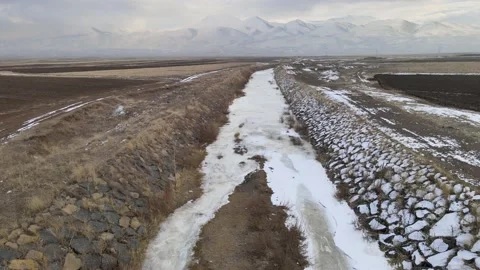 Ice river drone shot Stock Footage 237161018