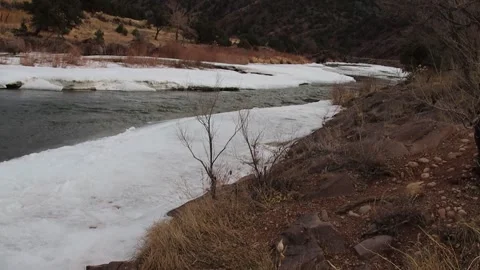 Ice river flow with mountain 스톡 동영상 240337438