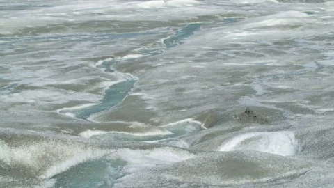 Ice River flowing through melting ice glacier. Stock Footage 74870449