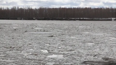 The ice river flows Stock Footage 75067690