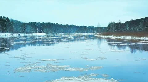 Ice on river Video stock 10703703