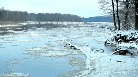 Ice on river Stock Footage 10703915