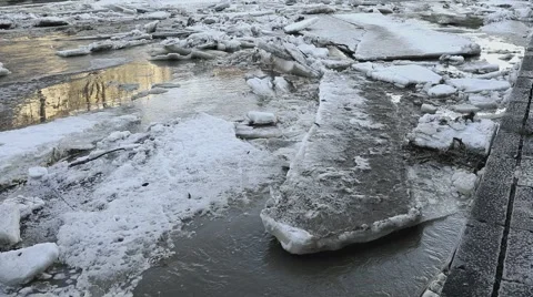 Ice, River, Spring, Chunks, Timelapse, Time Lapse video clip Stock Footage 2872618