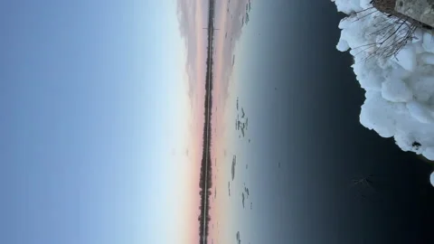 Ice on the river in the spring evening Stock Footage 186551222