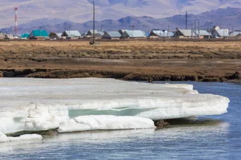 Ice on the river in spring Foto stock
