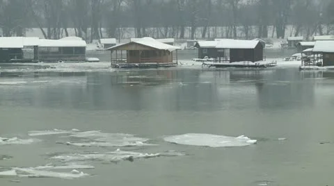 Ice on river wide 3 Stock Footage 10819871