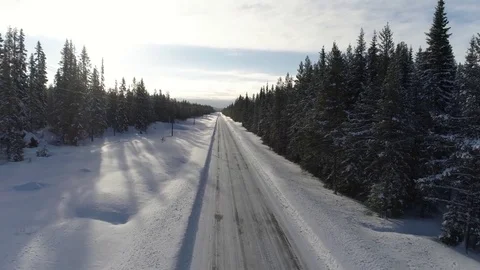 Ice road in the middle of nowhere with snow Video stock 77841536