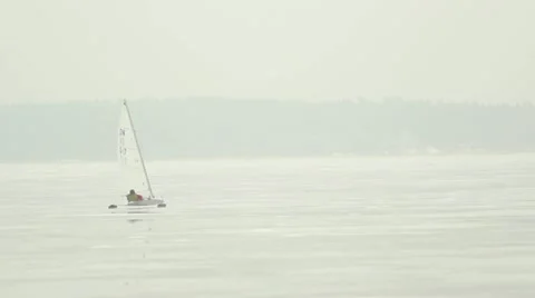 Ice sailing on river Video stock 10835443