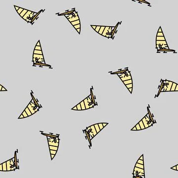 Ice sailing winter sport vector seamless pattern Stockillustratie