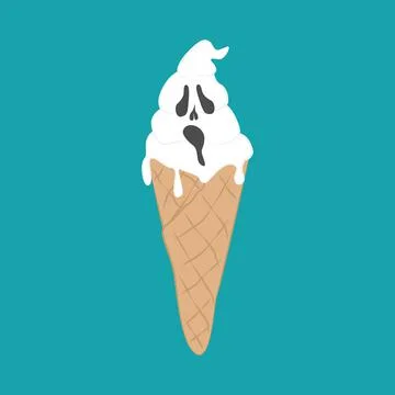Ice Scream cone ghost melting vector illustration Stock Illustration
