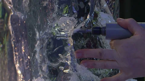 Ice sculpting art statue close up Stock Footage 59121942