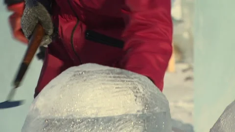 Ice sculpturing in the city of Alta Stock Footage 156277607