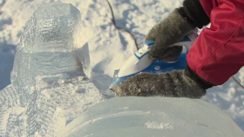 Ice sculpturing in the city of Alta Stock Footage 156277965