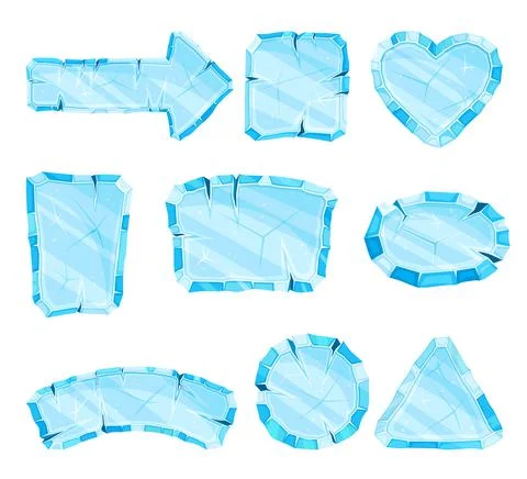 Ice Shaped Elements for Game and Web Design Vector Set Stock Illustration