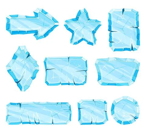 Ice Shaped Elements for Game and Web Design Vector Set Stock Illustration