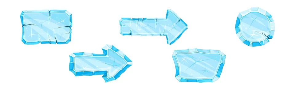 Ice Shaped Elements for Game and Web Design Vector Set Stock Illustration