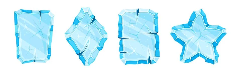Ice Shaped Elements for Game and Web Design Vector Set Stock Illustration
