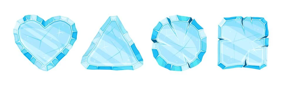 Ice Shaped Elements for Game and Web Design Vector Set Stock Illustration