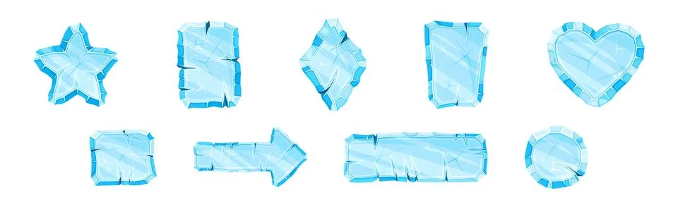 Ice Shaped Elements for Game and Web Design Vector Set Stock Illustration