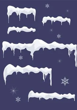 Ice-sheet with icicle.vector contains icicles, stars and snowflakes Stock Illustration