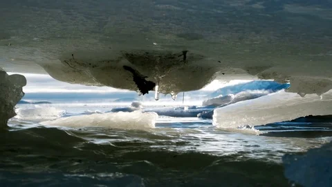 Ice Sheet Tunnel Dripping Scenic Rotation Slide Left HD Stock Footage 71363053