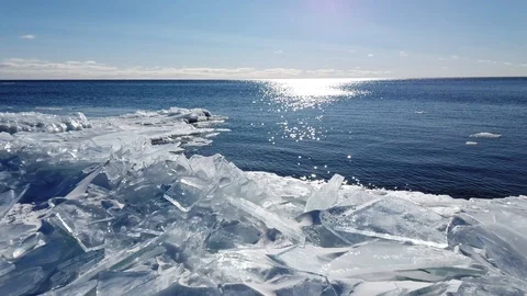 Ice Sheets on Lake Superior Stock Footage