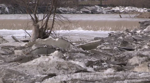 Ice shove during spring melt Stock Footage 39360265