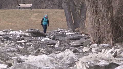 Ice shove during spring melt Stock Footage 39360760