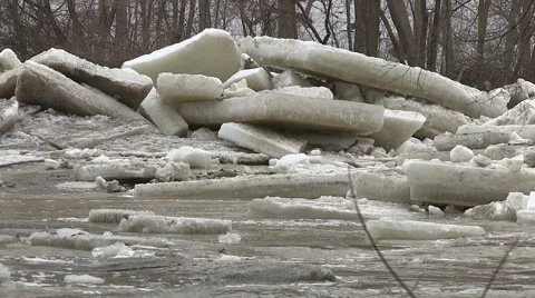 Ice shove during spring melt Stock Footage 48006498