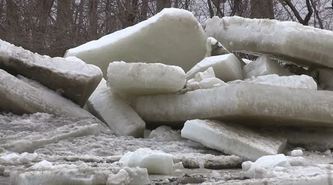 Ice shove during spring melt Stock Footage 48006600