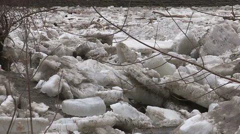 Ice shove during spring melt Stock Footage 48006846