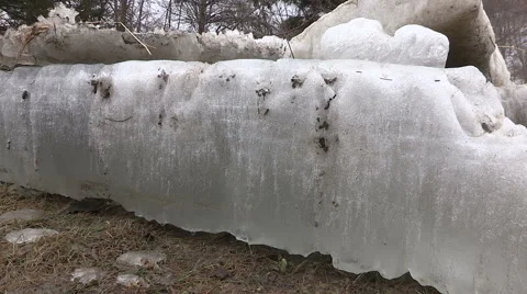 Ice shove during spring melt Stock Footage 48006989