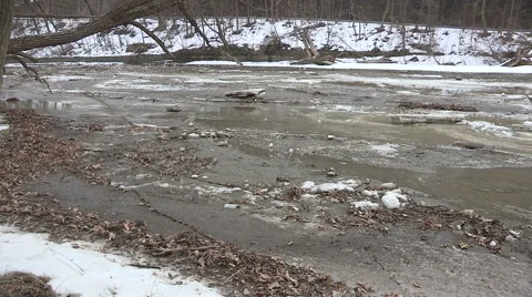 Ice shove during spring melt Stock Footage 48008474
