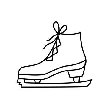 Ice skate boot line art icon. Figure skating shoe outline coloring page des.. Stock Illustration