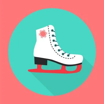 Ice skate flat icon with long shadow Stock Illustration