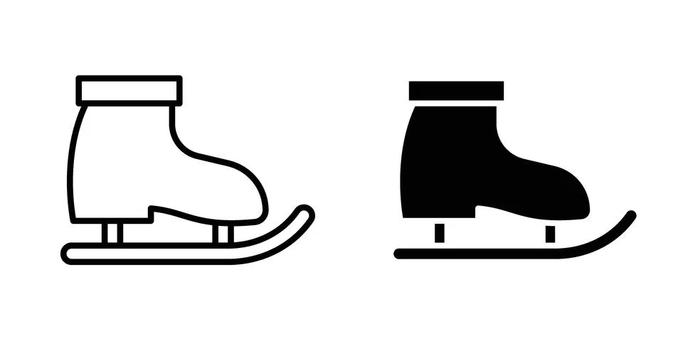 Ice skate icon vector concepts, line and silhouette style Stock Illustration