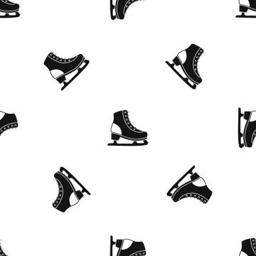 Ice skate pattern seamless black Stock Illustration