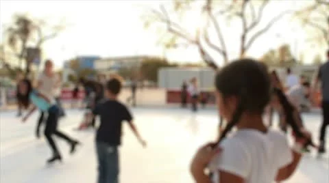 Ice Skaters Back Blurry Slow Motion Video stock 10583594