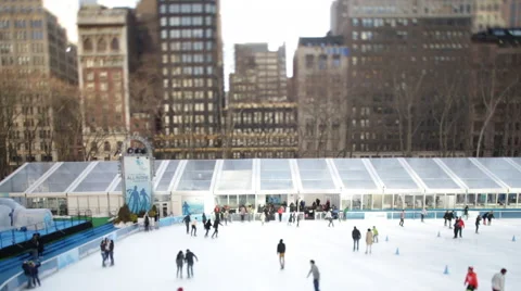 Ice Skaters in NYC Tilt Shift Stock Footage 60096640