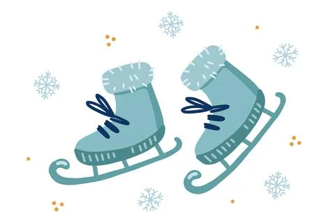 Ice skates illustration. Objects isolated on white background. Simple cute st Stock Illustration