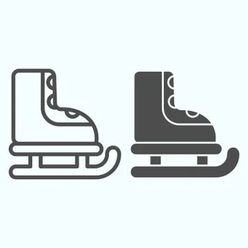 Ice skates line and solid icon. Winter sports activity item. Christmas vector Stock Illustration