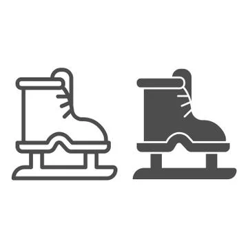 Ice skates line and solid icon, winter sport concept, boot with blade sign on 스톡 일러스트