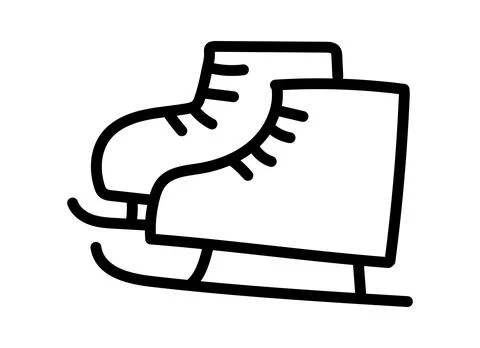Ice Skates side view Doodle style. Isolated drawn pair of boots on blade. Winter Stock Illustration
