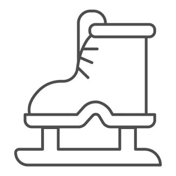 Ice skates thin line icon, winter sport concept, boot with blade sign on white Stock Illustration