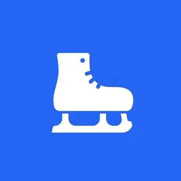 Ice skates vector solid icon on blue Stock Illustration