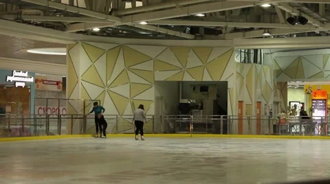 Ice skating in the big mall Stock Footage 44476162