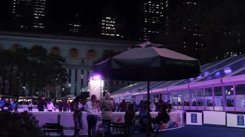 Ice Skating in Bryant Park Stock Footage 54506292