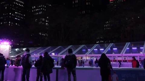 Ice Skating in Bryant Park Stock Footage 54506300
