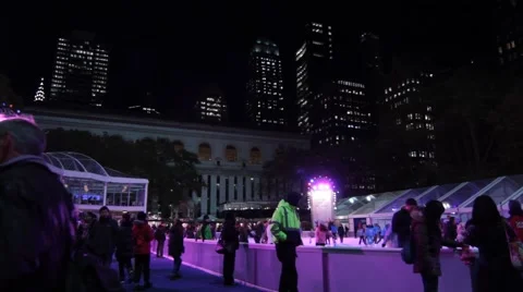 Ice Skating in Bryant Park Stock Footage 54506554
